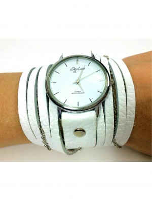 White leather wrap watch sigal levi leather design