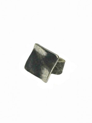 silvered square element leather ring by sigal levi