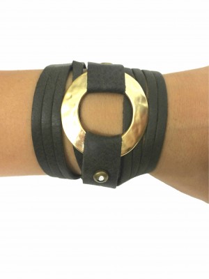 Gold and leather bracelet by sigal levi leather design