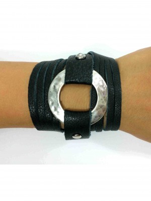 Leather and Silver Bracelet Sigal Levi Leather Design