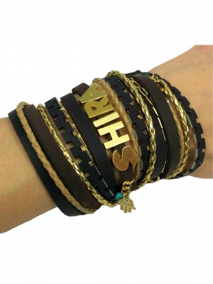 Golden Letters Personalized Bracelet from Sigal Levi Leather Design -Shira