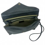 Envelope Clutch Purse in Coal Black Leather open view 1