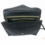 Envelope Clutch Purse in Coal Black Leather open view 2