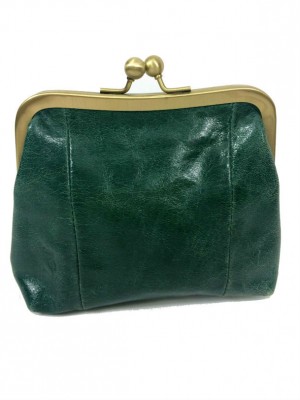 Dark Green leather clutch