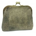 leather clasp purse in stone color by sigal levi