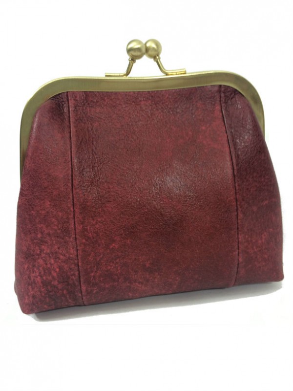 maroon leather clutch sigal levi