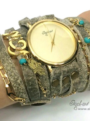 Wrap Leather Watch In Stone Color and Name