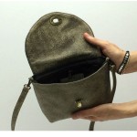 Small Shoulder Bag In Stone Color Leather Open2